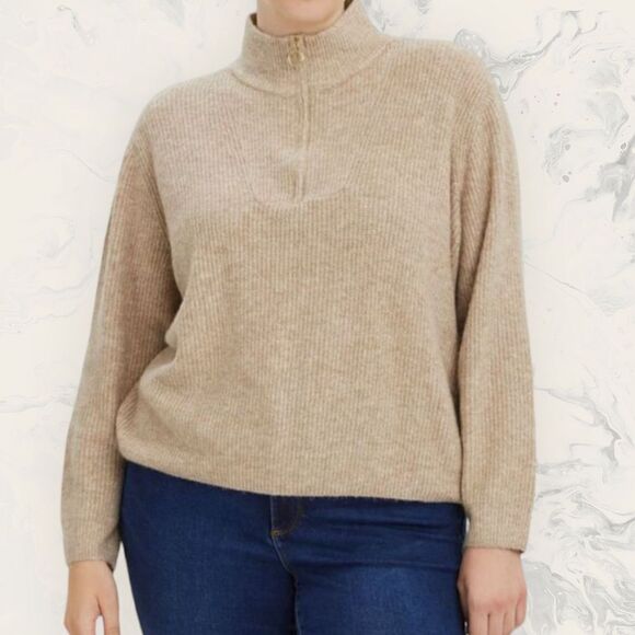 NEW Vero Moda Knitted zipper pullover - Size XL- color Mink - Picture 3 of 5